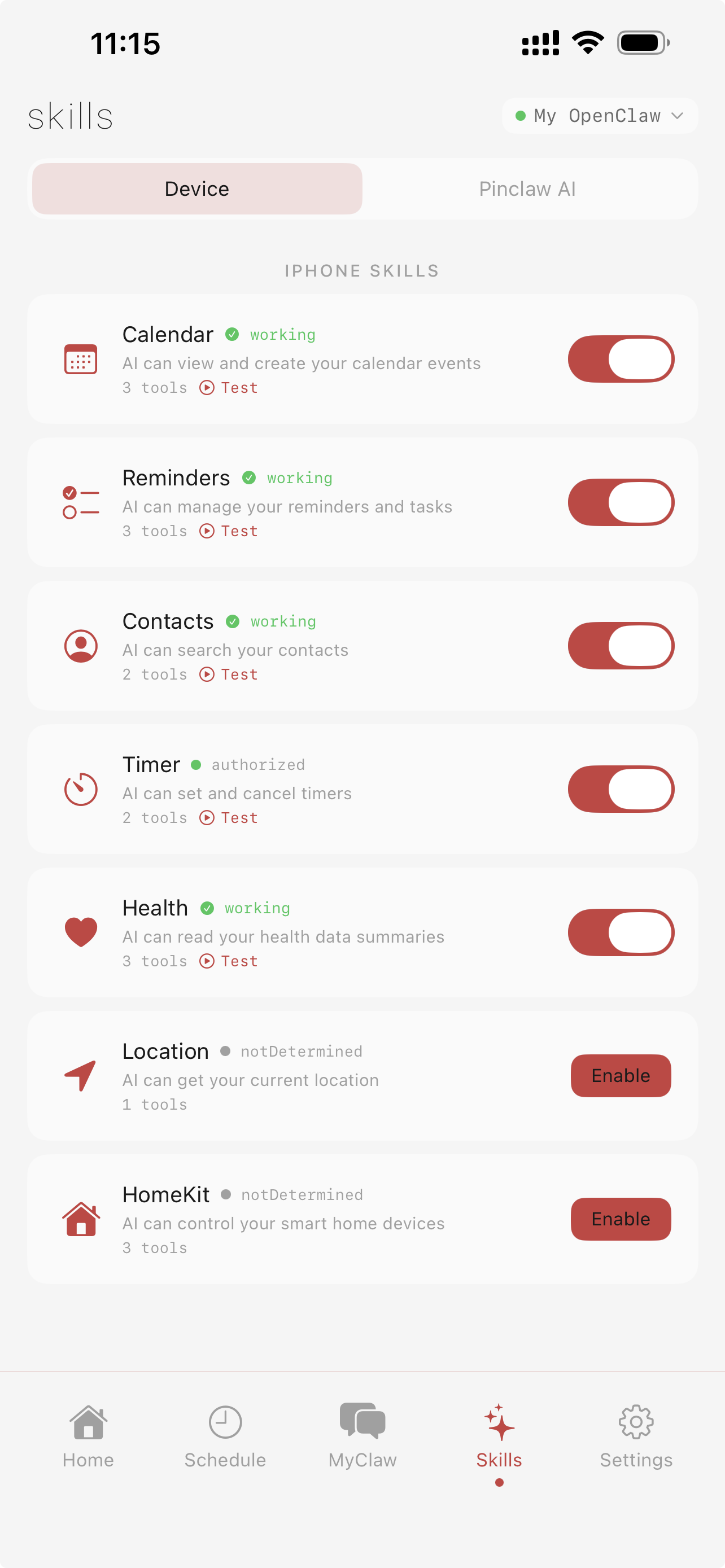 Pinclaw iPhone Integration